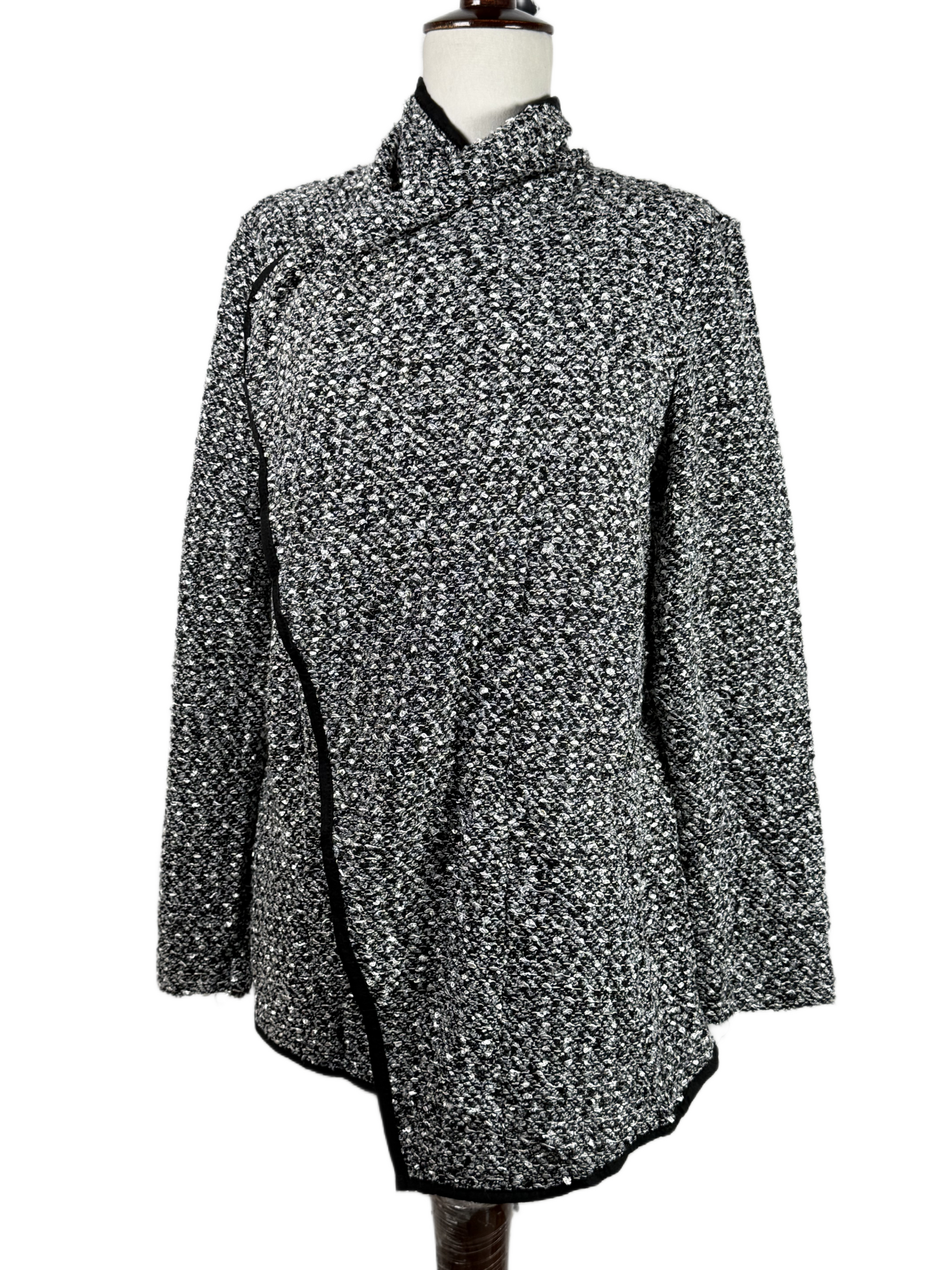 Secondhand Branded Winter Long Cardigans by BONMARCHE, GREY ACRYLIC fabric, PREMIUM condition, for Women - Online Thrift Shop Karachi Pakistan