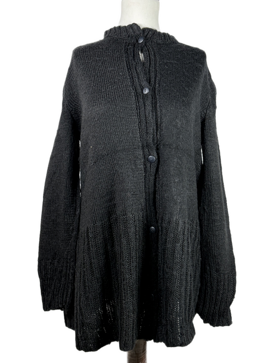 Shop PREMIUM Winter Long Cardigans by UNKNOWN | Preloved Branded Clothes | BLACK ACRYLIC | Women | OTS Thrift Store Islamabad Pakistan