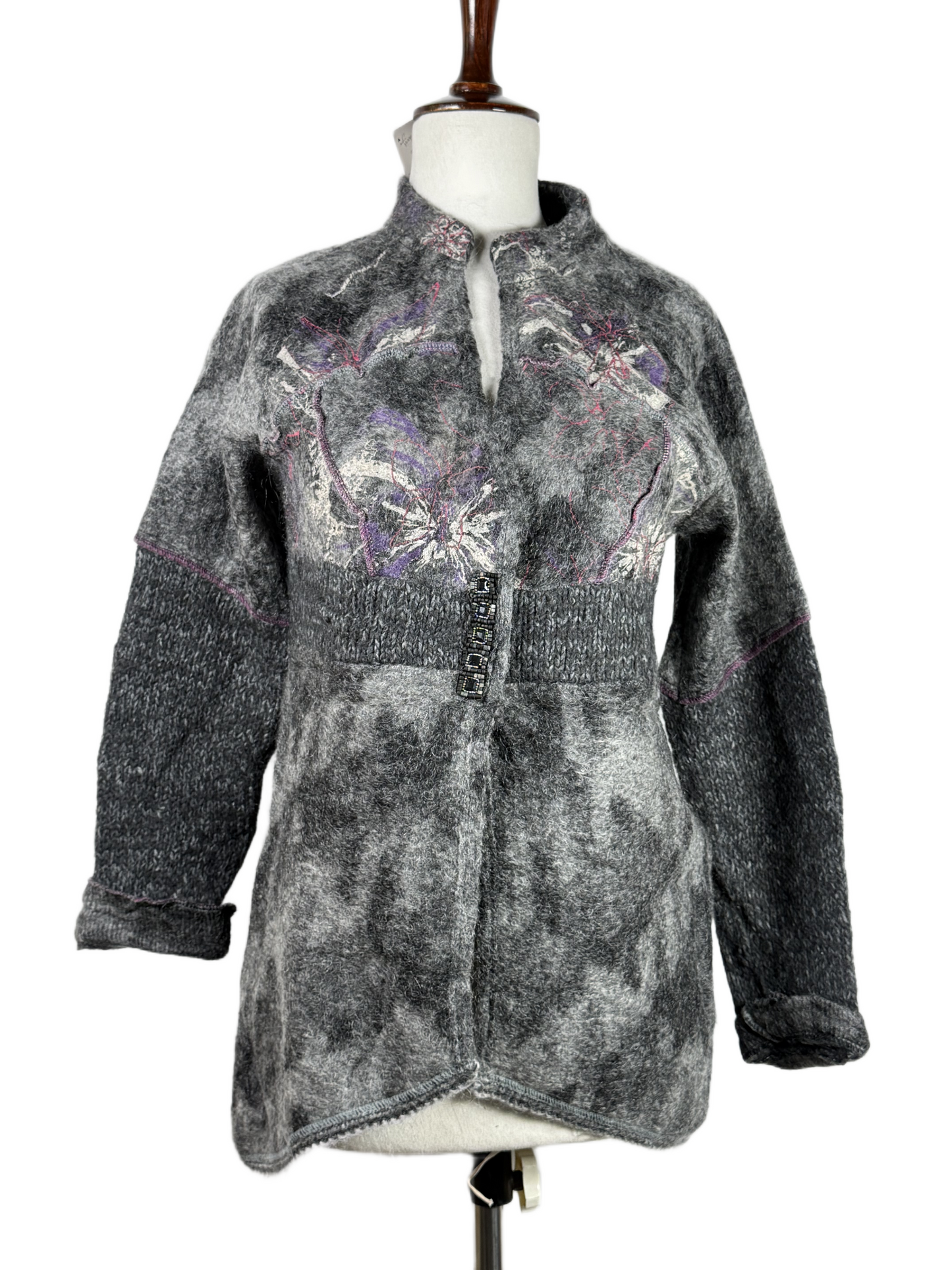 Preloved PREMIUM Winter Long Cardigans by ETNIA, GREY ACRYLIC for Women - OTS Thrift Shop Islamabad Pakistan