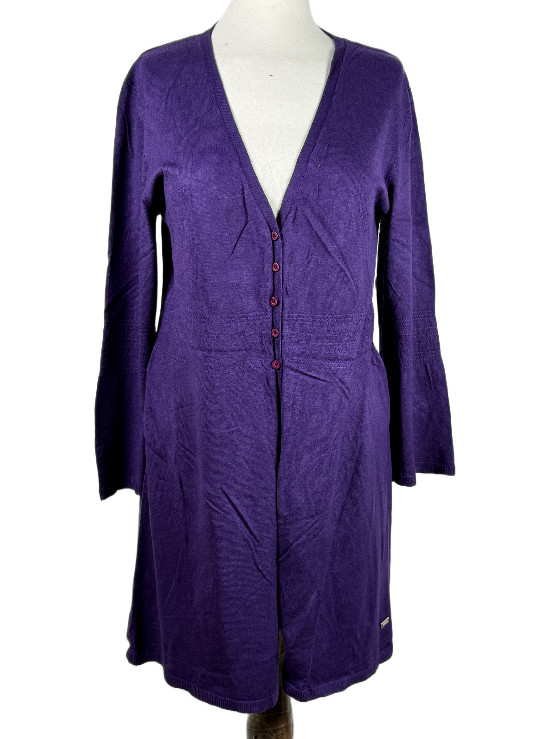 Shop PREMIUM Winter Long Cardigans by STREET ONE | Preloved Branded Clothes | PURPLE ACRYLIC | Women | OTS Thrift Store Lahore Pakistan