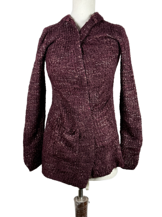 Shop PREMIUM PLUS Winter Long Cardigans by NO BOUNDARIES | Preloved Branded Clothes | MEHROON ACRYLIC | Women | OTS Thrift Store Islamabad Pakistan