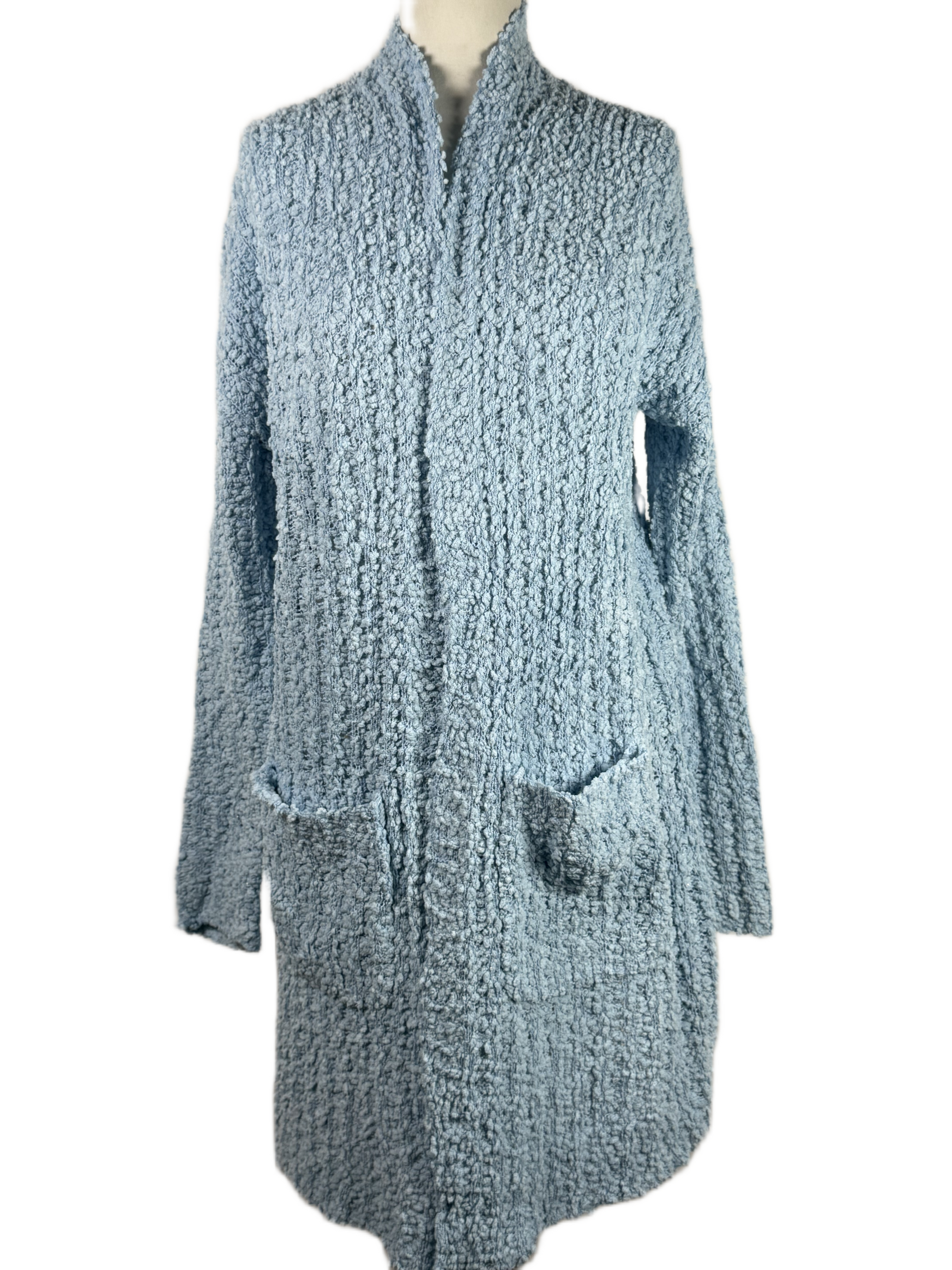 Shop PREMIUM Winter Long Cardigans by SOHO APPAREL | Preloved Branded Clothes | BLUE ACRYLIC | Women | OTS Thrift Store Karachi Pakistan