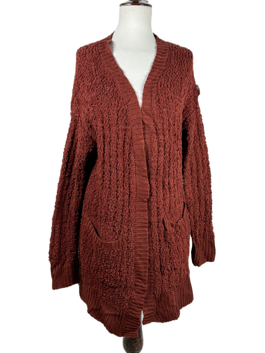 Secondhand Branded Winter Long Cardigans by ZENANA PREMIUM, MEHROON ACRYLIC fabric, PREMIUM condition, for Women - Online Thrift Shop Islamabad Pakistan