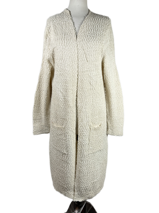 UK Imported secondhand Winter Long Cardigans - MODERN CANVAS brand, WHITE ACRYLIC, PREMIUM PLUS condition, for Women - Online Thrift Store Islamabad Pakistan