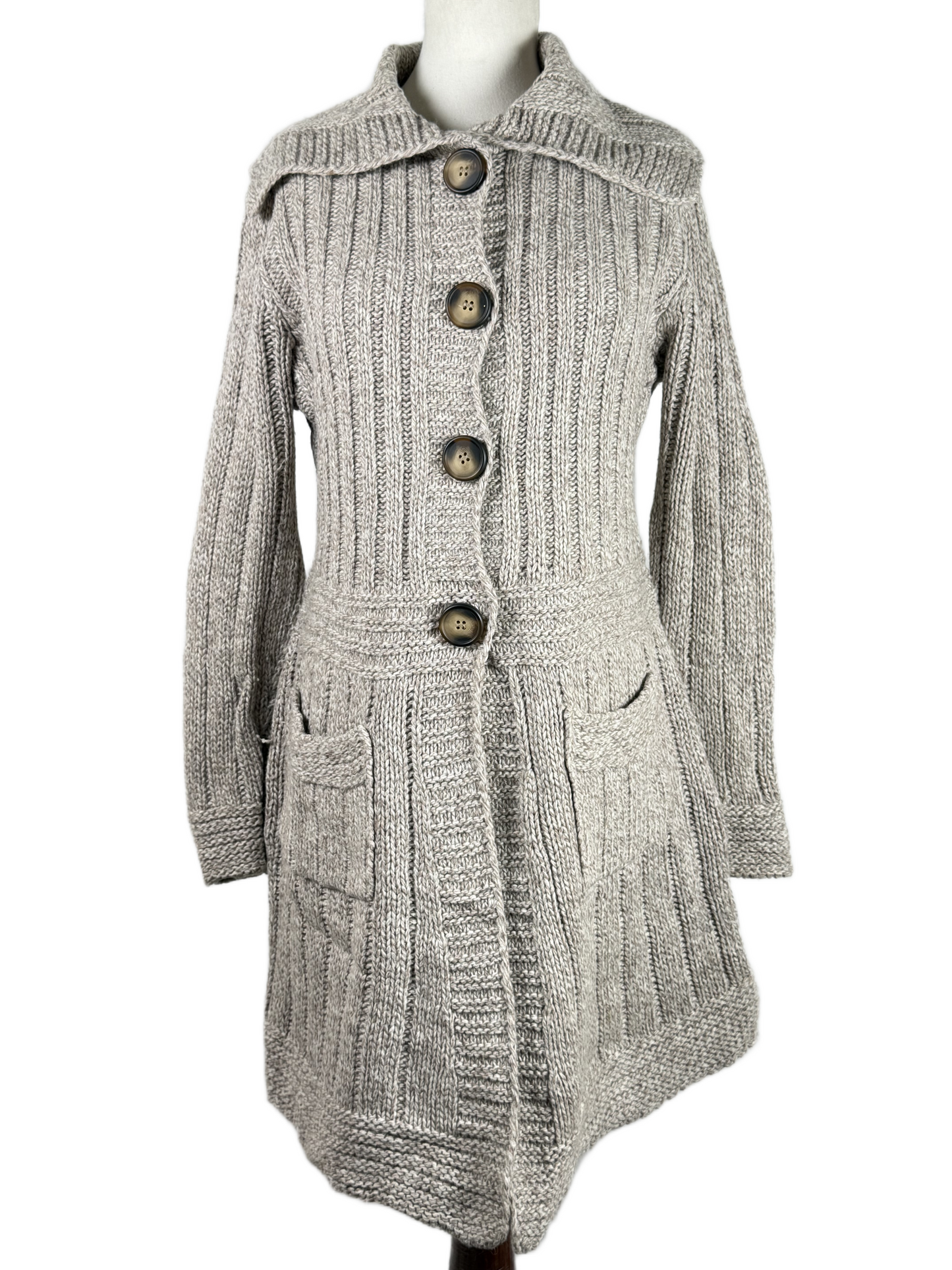 Secondhand Branded Winter Long Cardigans by PER UNA, GREY ACRYLIC fabric, PREMIUM PLUS condition, for Women - Online Thrift Shop Karachi Pakistan