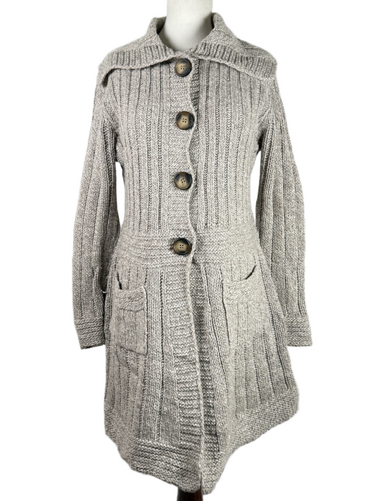 Secondhand Branded Winter Long Cardigans by PER UNA, GREY ACRYLIC fabric, PREMIUM PLUS condition, for Women - Online Thrift Shop Karachi Pakistan