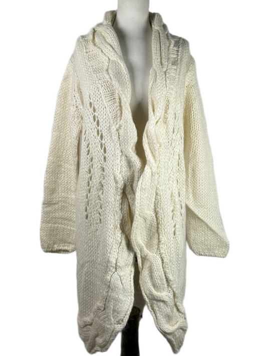 UK Imported secondhand Winter Long Cardigans - ATTESA brand, WHITE ACRYLIC, PREMIUM condition, for Women - Online Thrift Store Peshawar Pakistan