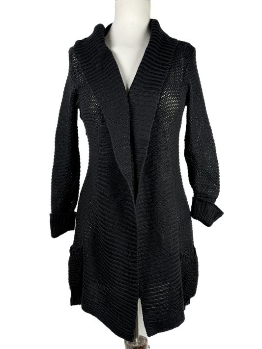 Shop PREMIUM Winter Long Cardigans by CHICOREE | Preloved Branded Clothes | BLACK ACRYLIC | Women | OTS Thrift Store Lahore Pakistan