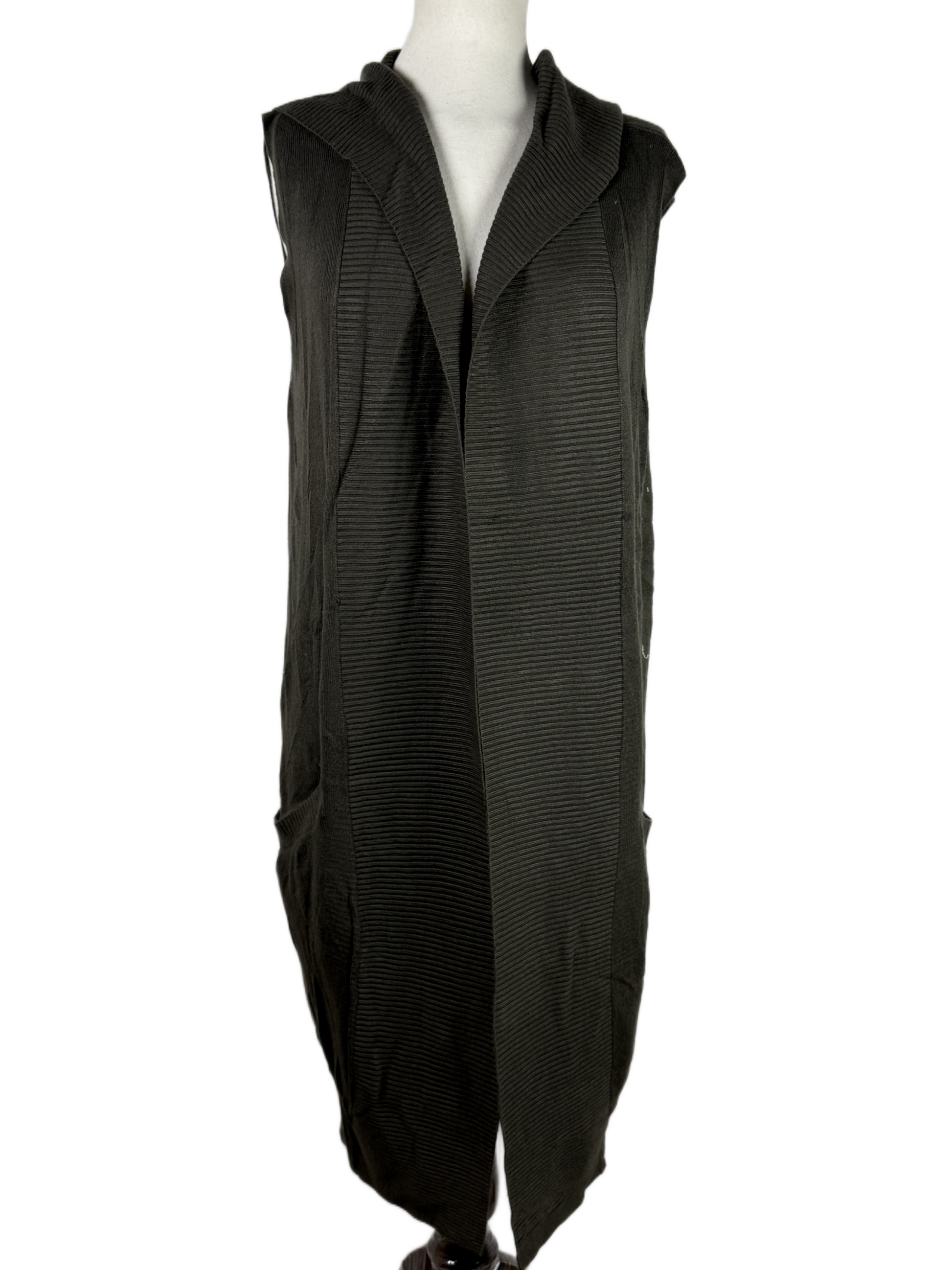 Preloved PREMIUM Winter Long Cardigans by DECOLLAGE, DARK GREEN ACRYLIC for Women - OTS Thrift Shop Karachi Pakistan