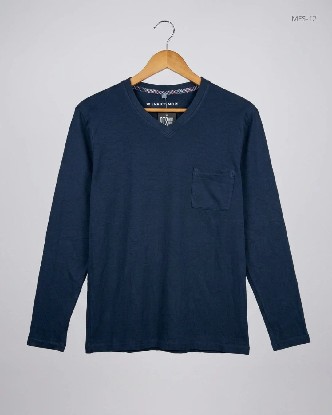 ENRICO MORI Blue Men's Full Sleeves T-Shirt (MFS-12)