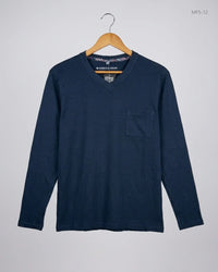 ENRICO MORI Blue Men's Full Sleeves T-Shirt (MFS-12)