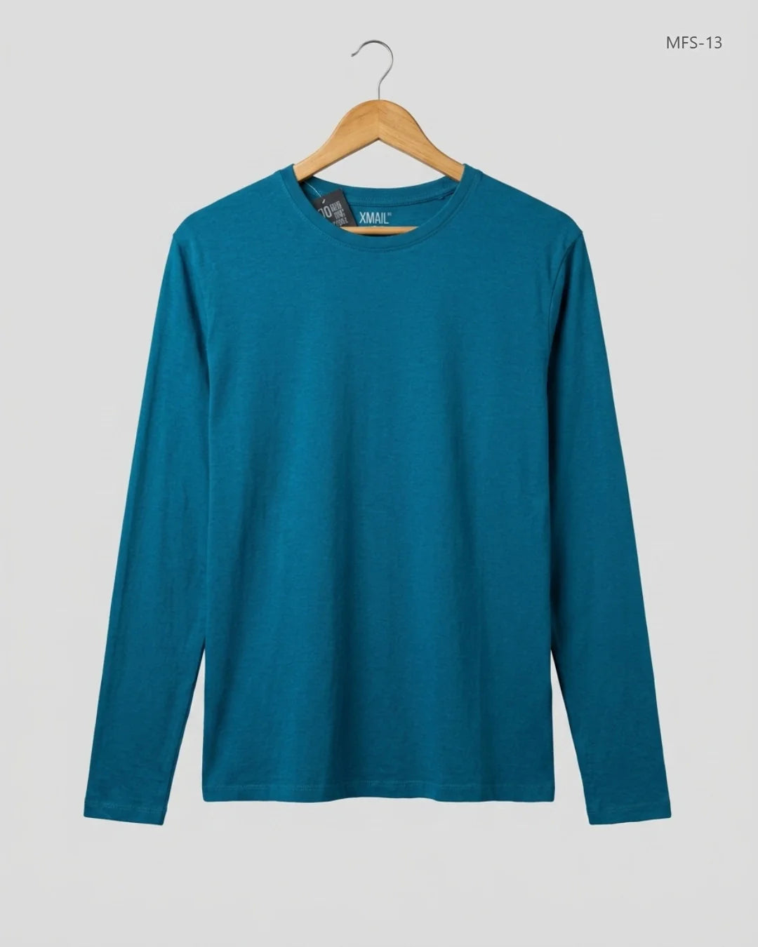Preloved Premium Men's Full Sleeves T-Shirt by X.MAIL, Teal Cotton for Men - OTS Thrift Shop Lahore Pakistan