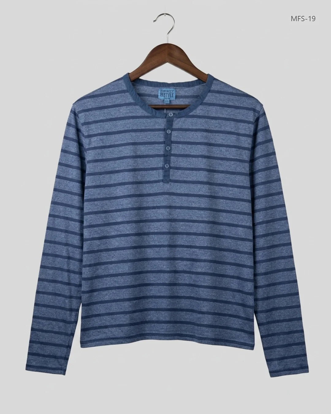 Premium Condition Men's Full Sleeves T-Shirt | Preloved MEN STREET | Blue Cotton | Thrift Shop for Men Islamabad Pakistan | OTS