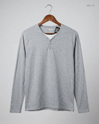 IDENTIC Gray Men's Full Sleeves T-Shirt (MFS-20)