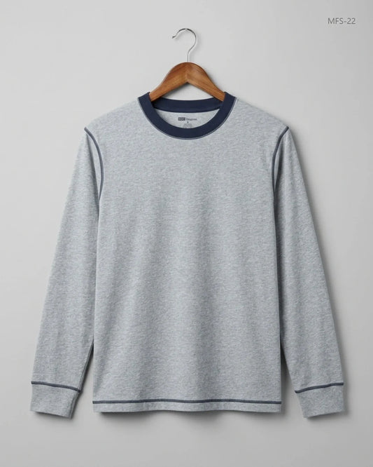 Men's Full Sleeves T-Shirt | AUTHENTIC | Preloved Branded | Grey Cotton | Premium | OTS Thrift Store Karachi Pakistan