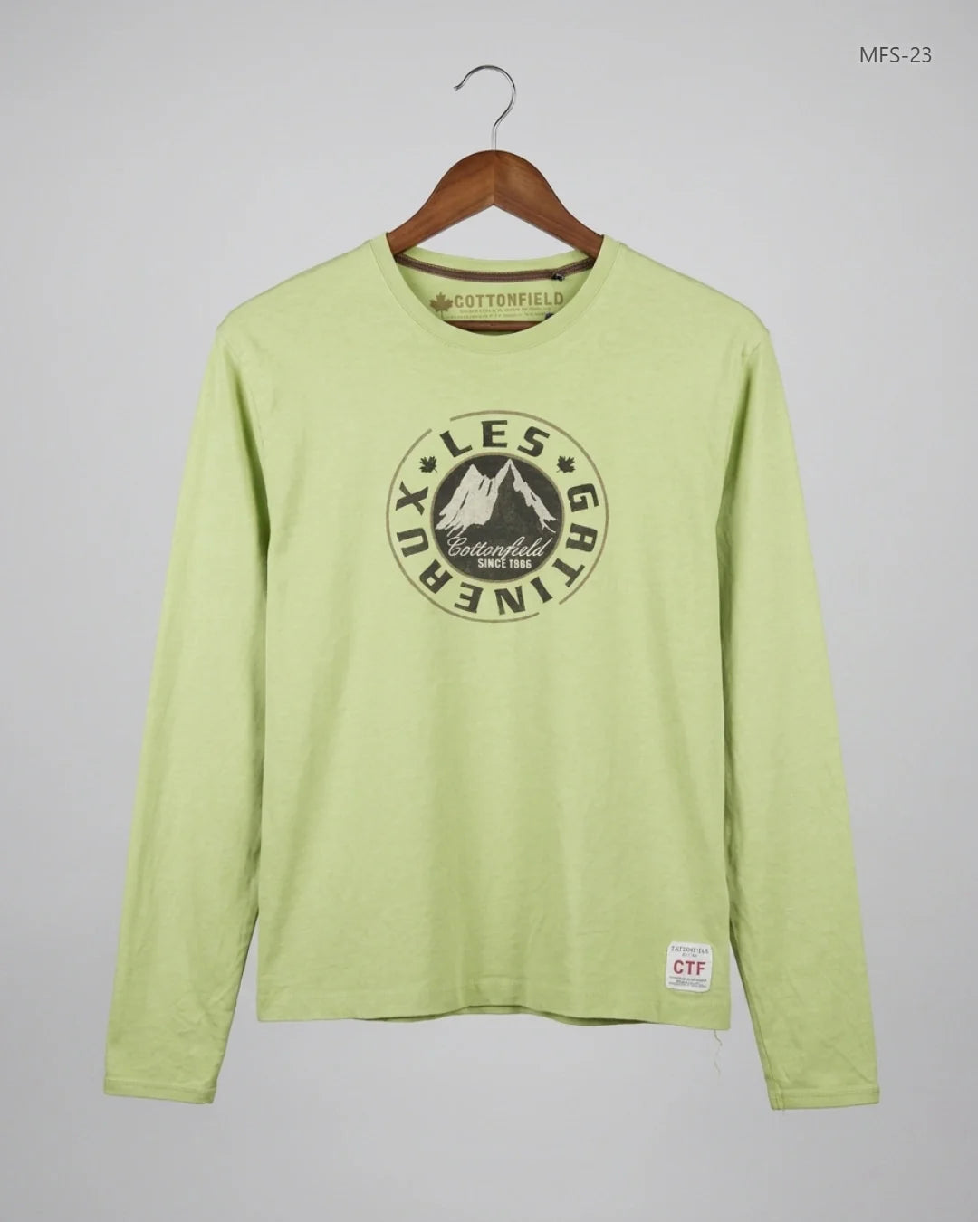Men's Full Sleeves T-Shirt | COTTONFIELD | Preloved Branded | GreenYellow Cotton | Premium | OTS Thrift Store Lahore Pakistan