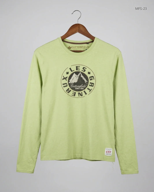 Men's Full Sleeves T-Shirt | COTTONFIELD | Preloved Branded | GreenYellow Cotton | Premium | OTS Thrift Store Lahore Pakistan