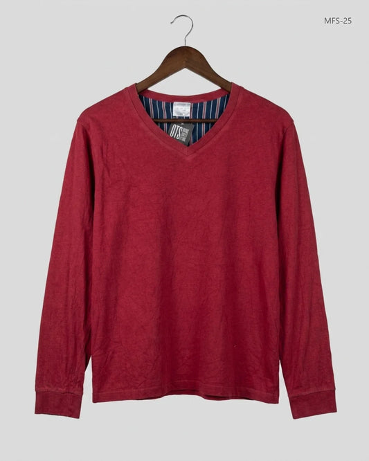 UK Imported secondhand Men's Full Sleeves T-Shirt - ENRICO MORI brand, Maroon Cotton, Premium condition, for Men - Online Thrift Store Karachi Pakistan