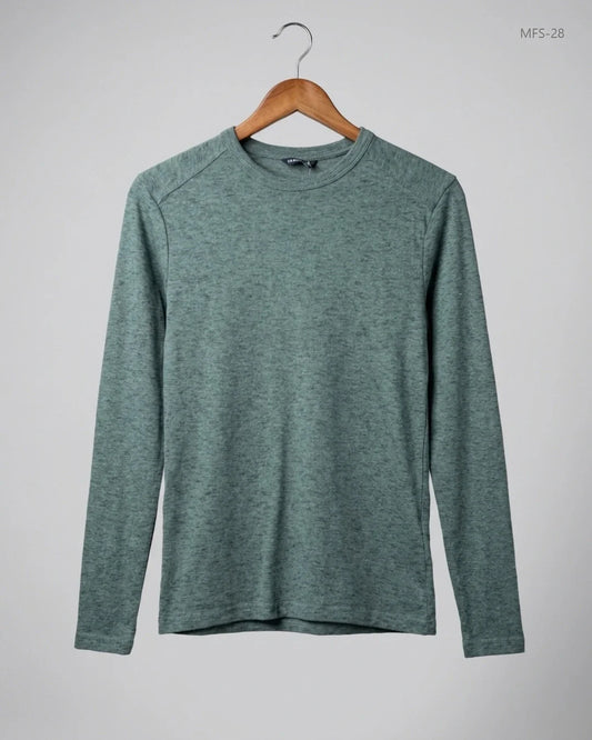 Preloved Premium Men's Full Sleeves T-Shirt by BASICS, Green Cotton for Men - OTS Thrift Shop Lahore Pakistan