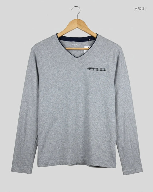 Preloved Premium Men's Full Sleeves T-Shirt by Infinity, Gray cotton for Men - OTS Thrift Shop Karachi Pakistan