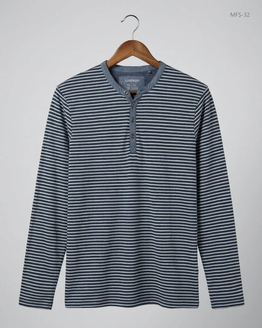 UK Imported secondhand Men's Full Sleeves T-Shirt - livergy brand, Blue Cotton, Premium condition, for Men - Online Thrift Store Peshawar Pakistan