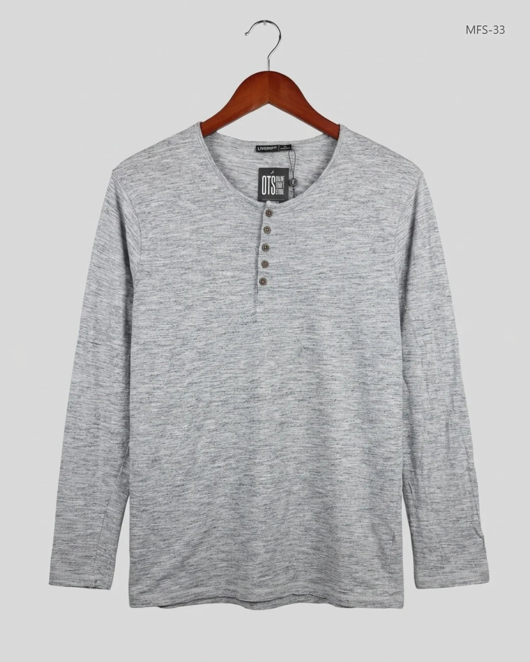 LIVERGY Gray Men's Full Sleeves T-Shirt (MFS-33)