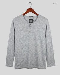 LIVERGY Gray Men's Full Sleeves T-Shirt (MFS-33)