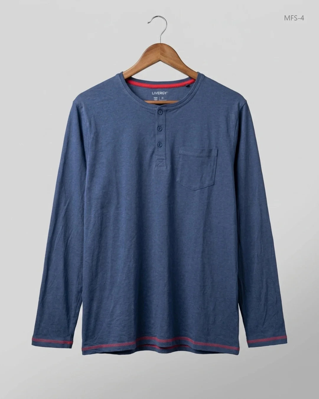 LIVERGY Blue Men's Full Sleeves T-Shirt (MFS-4)