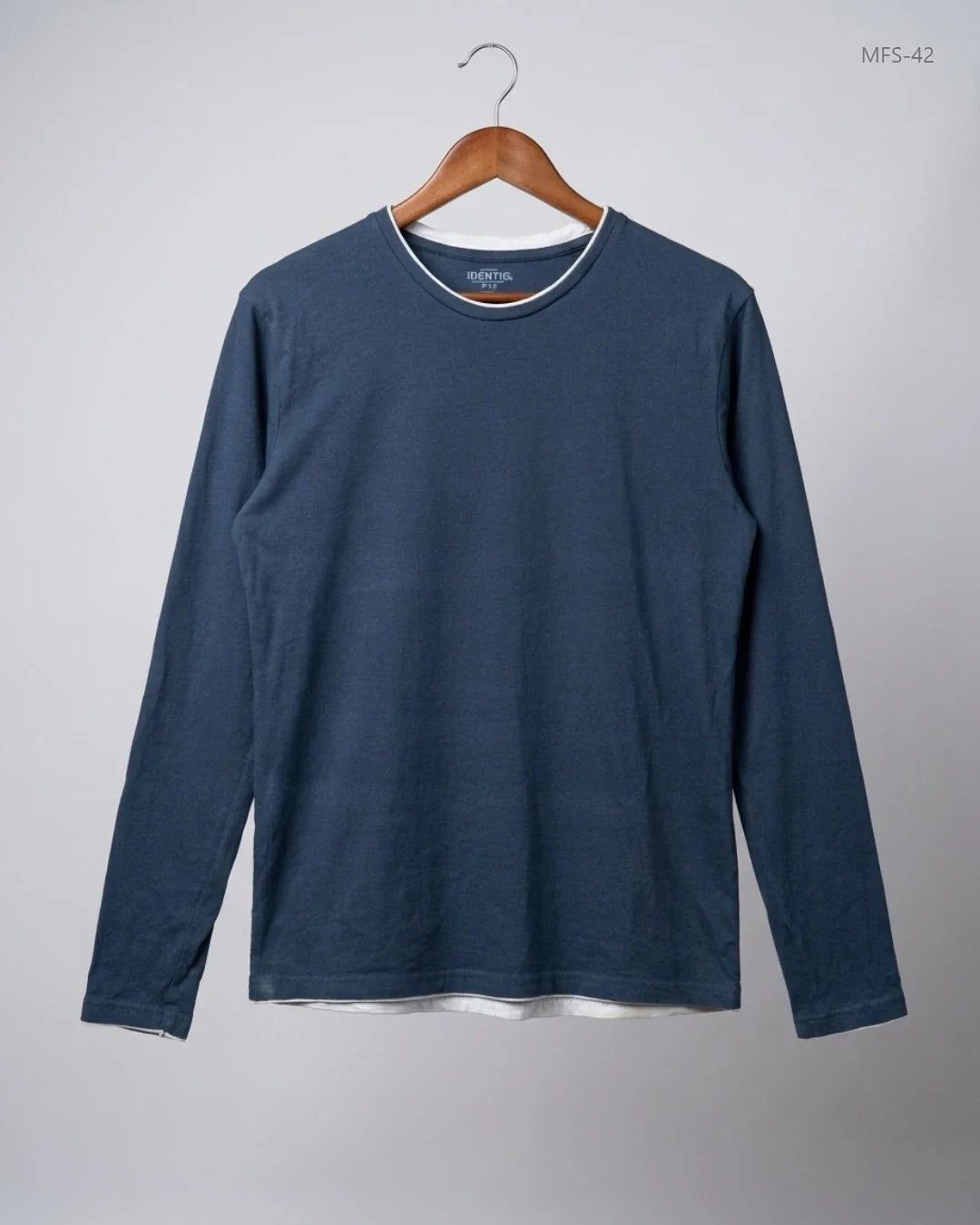 Men's Full Sleeves T-Shirt | Identic Men | Preloved Branded | Blue Cotton | Premium | OTS Thrift Store Peshawar Pakistan