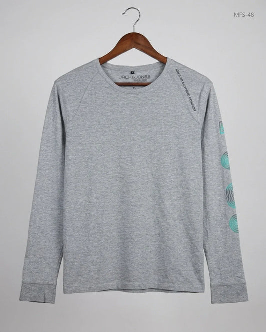 Shop Premium Men's Full Sleeves T-Shirt by JACK & JONES | Preloved Branded Clothes | Gray Cotton | Men | OTS Thrift Store Lahore Pakistan