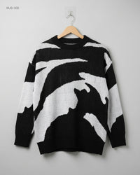 cut label (MJS-308) Graphic Knit Sweater - L