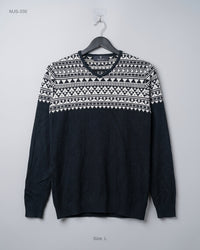 JIEKELUYISI (MJS-330) V-Neck Geometric Sweater - 2XS