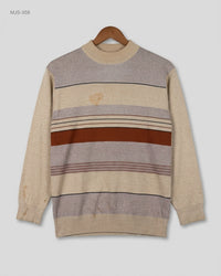 Unknown (MJS-358) Mock Neck Striped Sweater - S