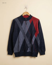 Unknown (MS-101) Quarter-Zip Argyle Sweater - S/M