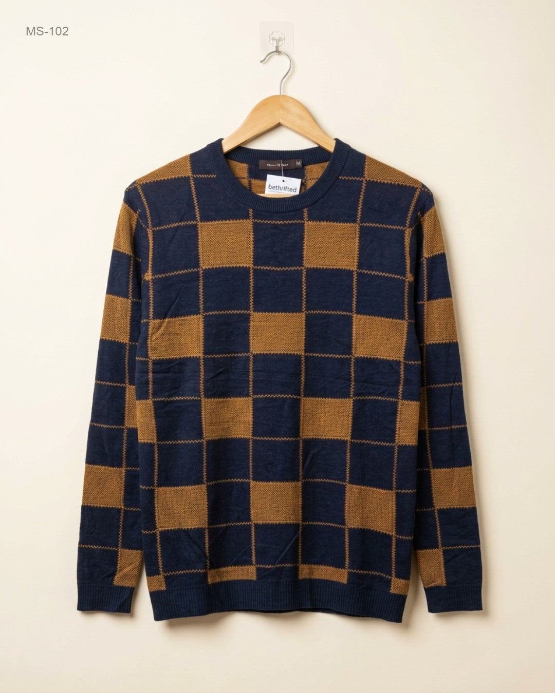Preloved Premium Winter Cardigans & Sweaters by Dancing Wolves, Mustard & Navy Blue Polyester for Men - OTS Thrift Shop Karachi Pakistan