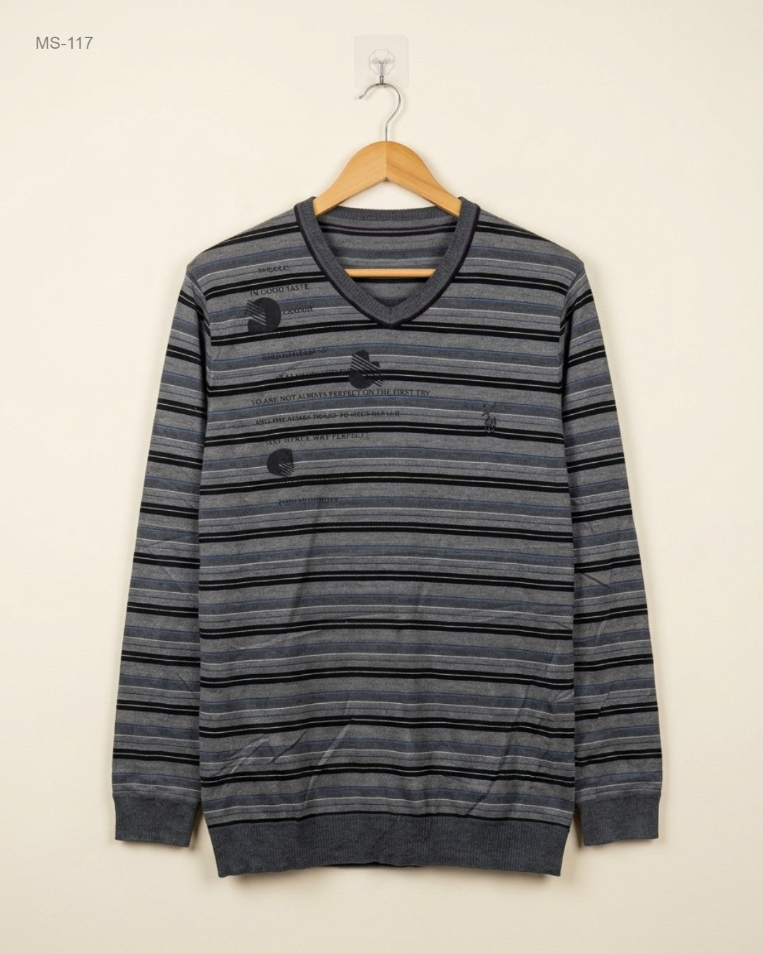 Unknown (MS-117) V-Neck Striped Sweater - S/M