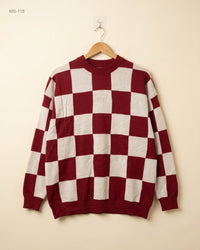 Unknown (MS-118) Checkerboard Knit Sweater - 3XL