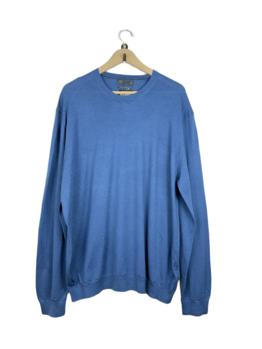 UK Imported secondhand Men's Jumpers & Sweaters - Marks & Spencer brand, Blue Marino Wool, Premium condition, for Men - Online Thrift Store Islamabad Pakistan