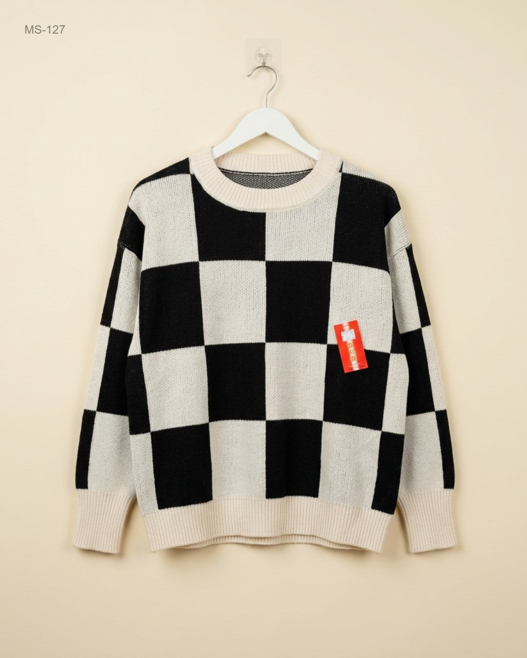 UK Imported secondhand Winter Cardigans & Sweaters - Unknown brand, Offwhite and Black Polyester, Premium condition, for Men - Online Thrift Store Islamabad Pakistan
