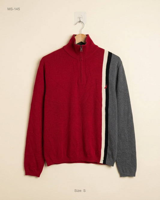 Preloved Premium Winter Cardigans & Sweaters by Nautica, Red Polyester for Men - OTS Thrift Shop Lahore Pakistan