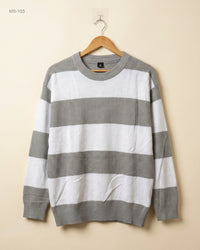 Unknown (MS-155) Striped Crew-Neck Sweater - M