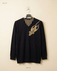 Unknown (MS-157) V-Neck Graphic Sweater - S