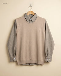 Unknown (MS-167) 2-in-1 Layered Knit Sweater and Shirt - S