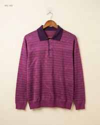 Unknown (MS-169) Long-Sleeved Knit Polo Shirt - M/L