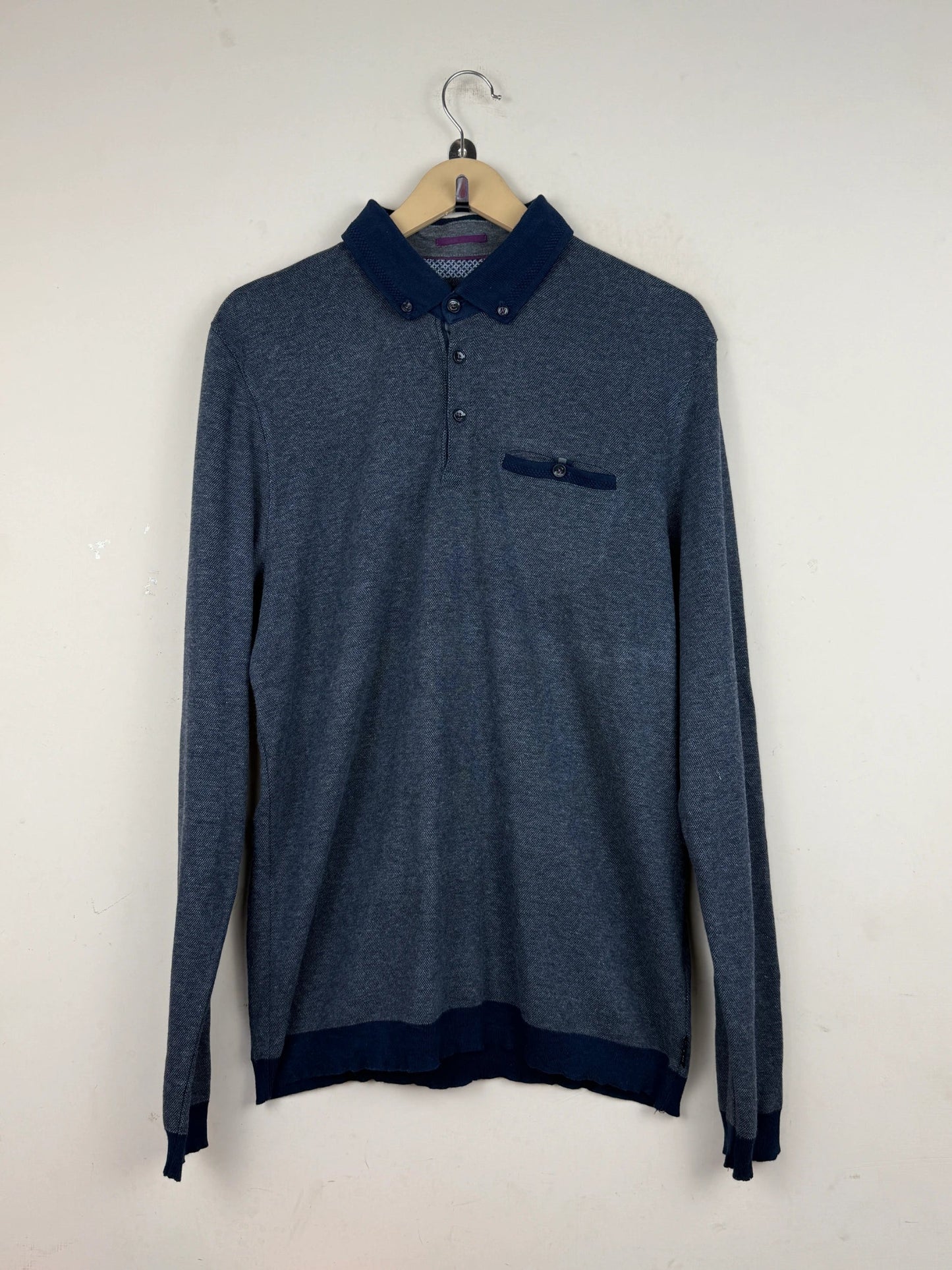 Secondhand Branded Men's Jumpers & Sweaters by Ted Baker, Blue Cotton fabric, Premium Plus condition, for Men - Online Thrift Shop Peshawar Pakistan