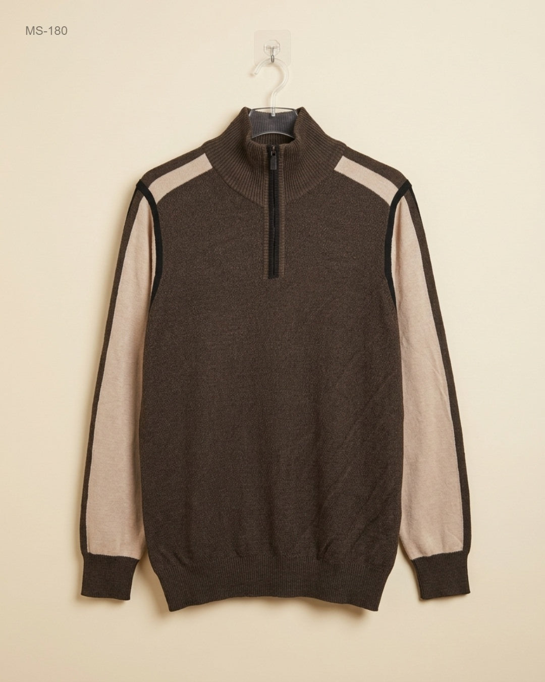 Unknown (MS-180) Color-Block Quarter-Zip Sweater - M