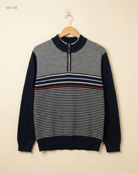 Unknown (MS-185) Quarter-Zip Striped Sweater - S/M