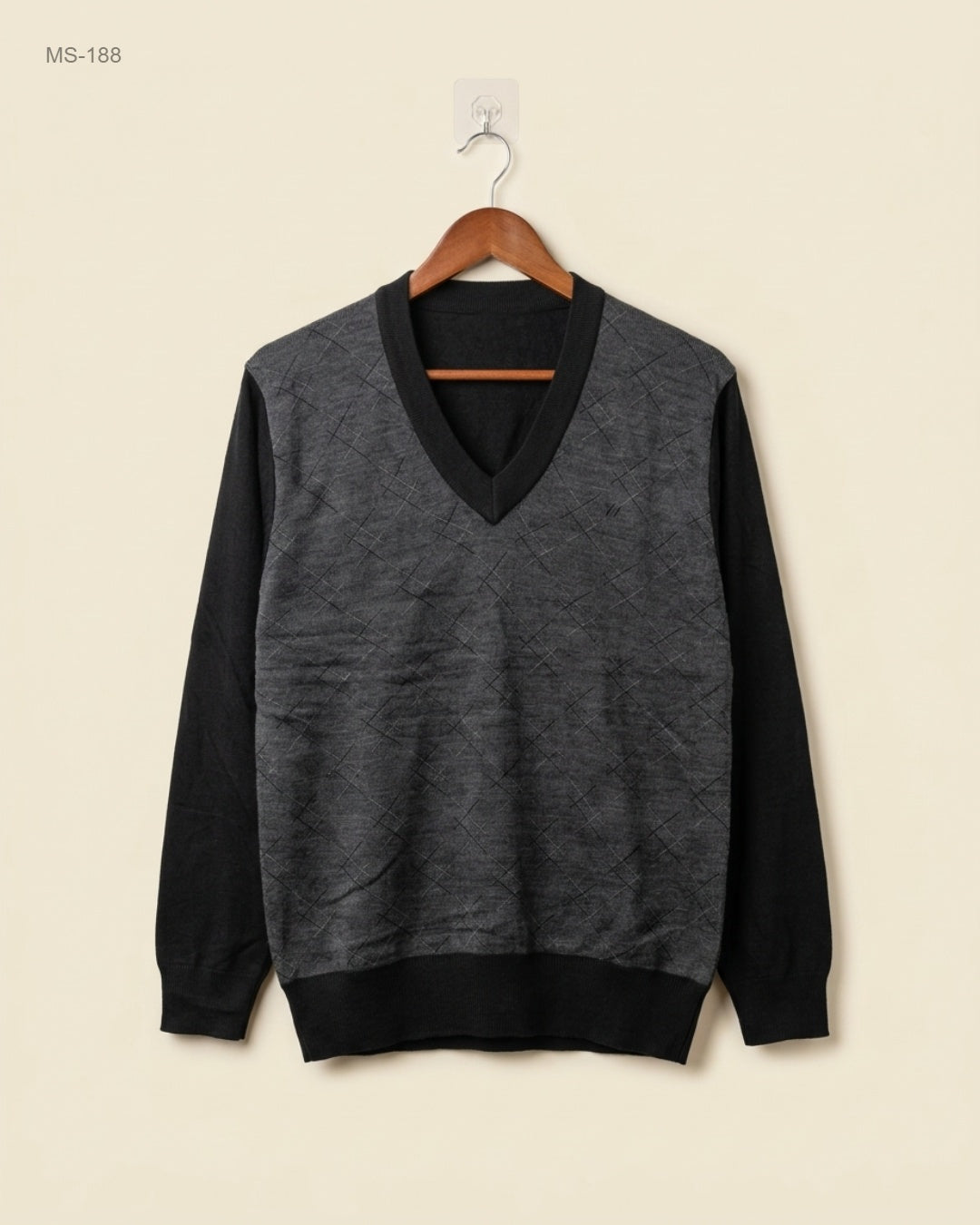 Unknown (MS-188) V-Neck Textured Sweater - M