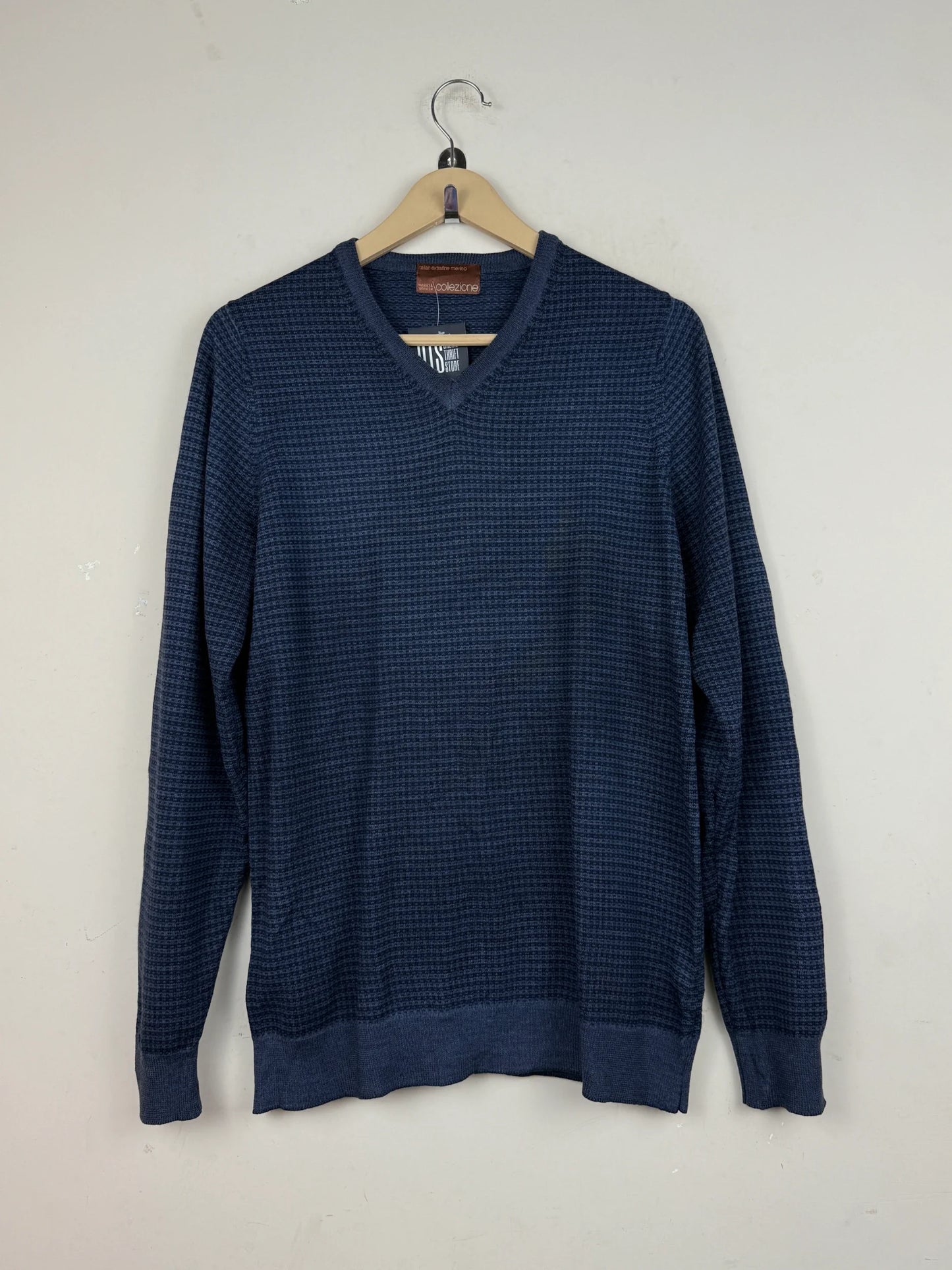 Secondhand Branded Men's Jumpers & Sweaters by Marks & Spencer, Blue Wool fabric, Excellent condition, for Men - Online Thrift Shop Karachi Pakistan