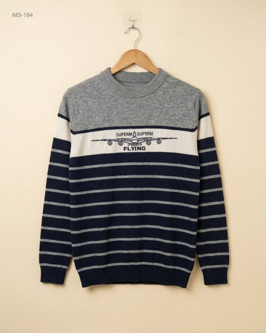 Premium Condition Winter Cardigans & Sweaters | Preloved Unknown | Grey Stripe Polyester | Thrift Shop for Men Karachi Pakistan | OTS